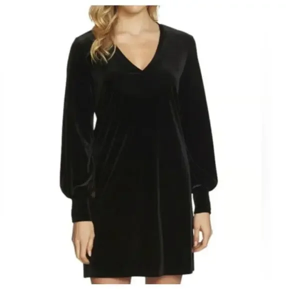 1. State | Dresses | Statewomens Black Long Sleeve Plush Luxe Dress Bodycon  V Neck Small | Poshmark